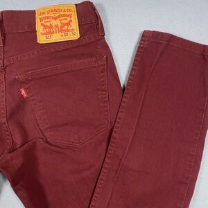 Levi 511 Slim Fit Jeans Mens 30x32 Burgundy Maroon Red